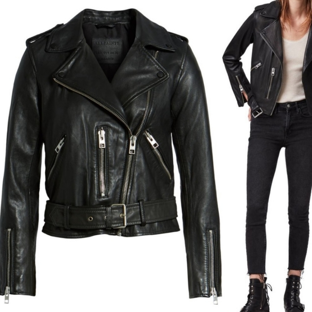 All Saints Ballfern Lather Jacket